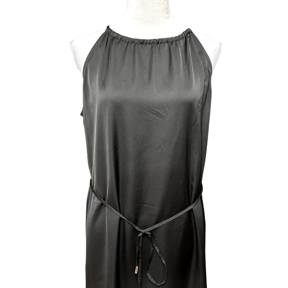 INC Black Halter Midi Dress Belter Waist Sleeveless Classic Chic Elegant 14 NWT - Picture 4 of 12